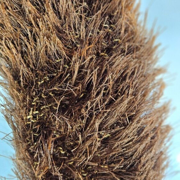 Brown Plush Glitter Eyelash Hand-Knit Scarf Boa Narrow Lightweight - Picture 8 of 9